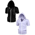 thumbnail image 1 of NOMADIC NOOK Men's Solid Color Summer Zipper Short Sleeves Hoodies Sweatshirt 2 Pack, 1 of 6