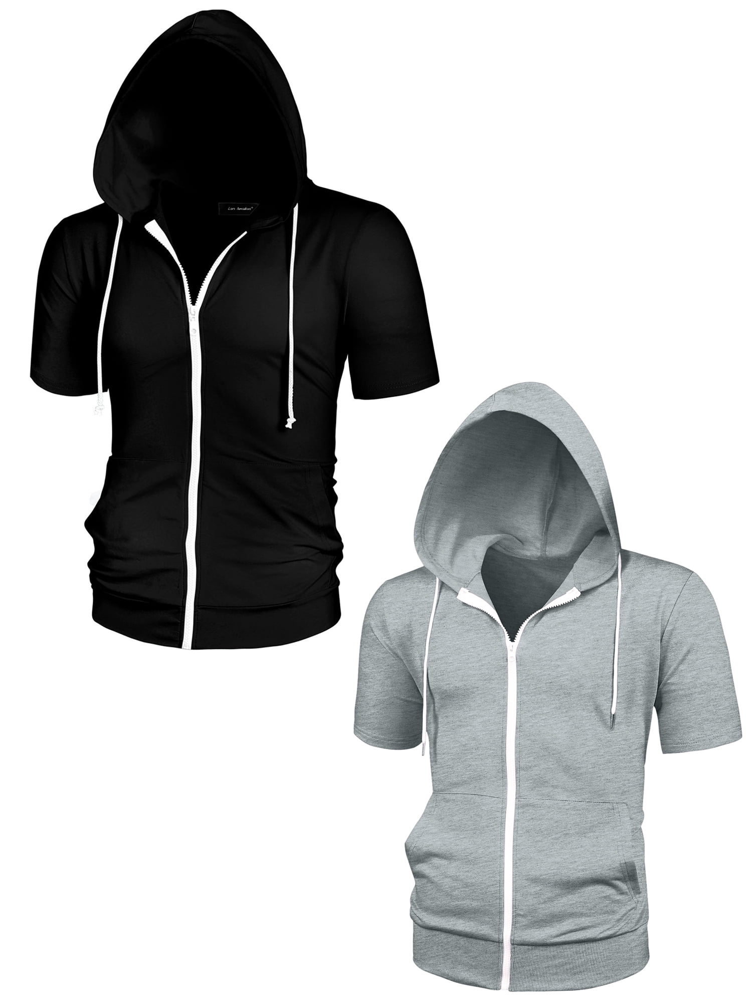 NOMADIC NOOK Men's Solid Color Summer Zipper Short Sleeves Hoodies