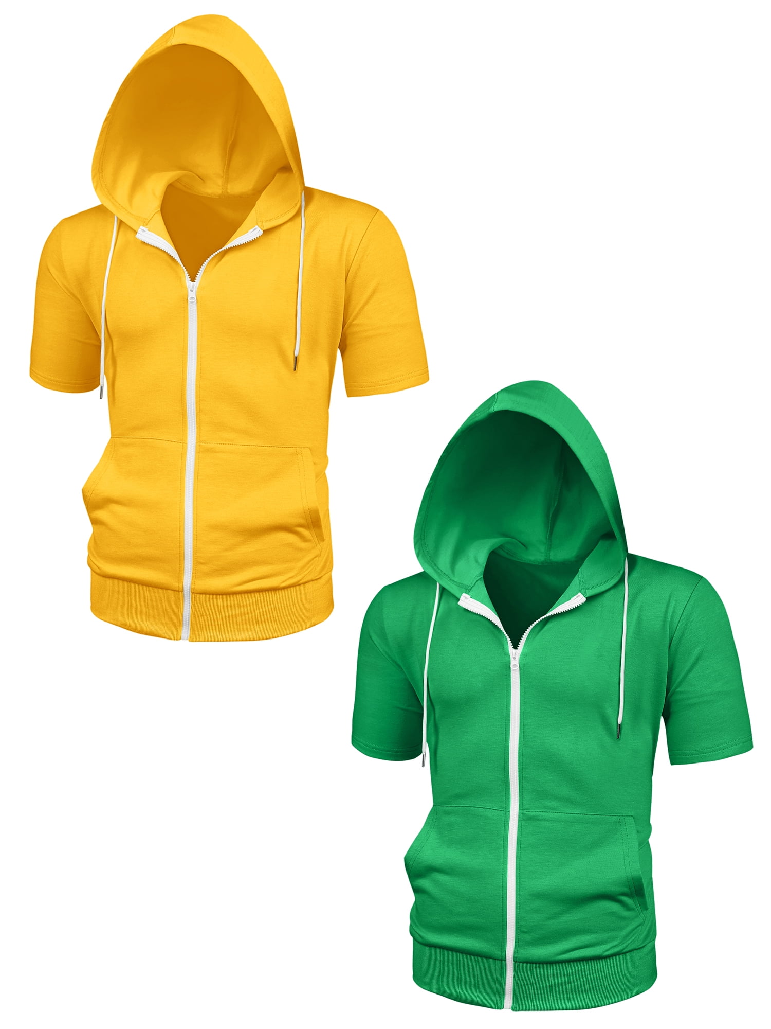 NOMADIC NOOK Men's Solid Color Zip Up Short Sleeves Summer Hoodies