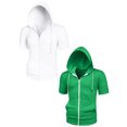 thumbnail image 1 of NOMADIC NOOK Men's Solid Color Zip Up Short Sleeves Summer Hoodies Sweatshirt 2 Pack, 1 of 6