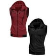 thumbnail image 1 of NOMADIC NOOK Men's Solid Color Zipper Drawstring Hoodie Vest 2 Packs, 1 of 6
