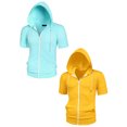 thumbnail image 1 of NOMADIC NOOK Men's Solid Color Zipper Short Sleeves Drawstring Hoodies Sweatshirt 2 Pack, 1 of 7