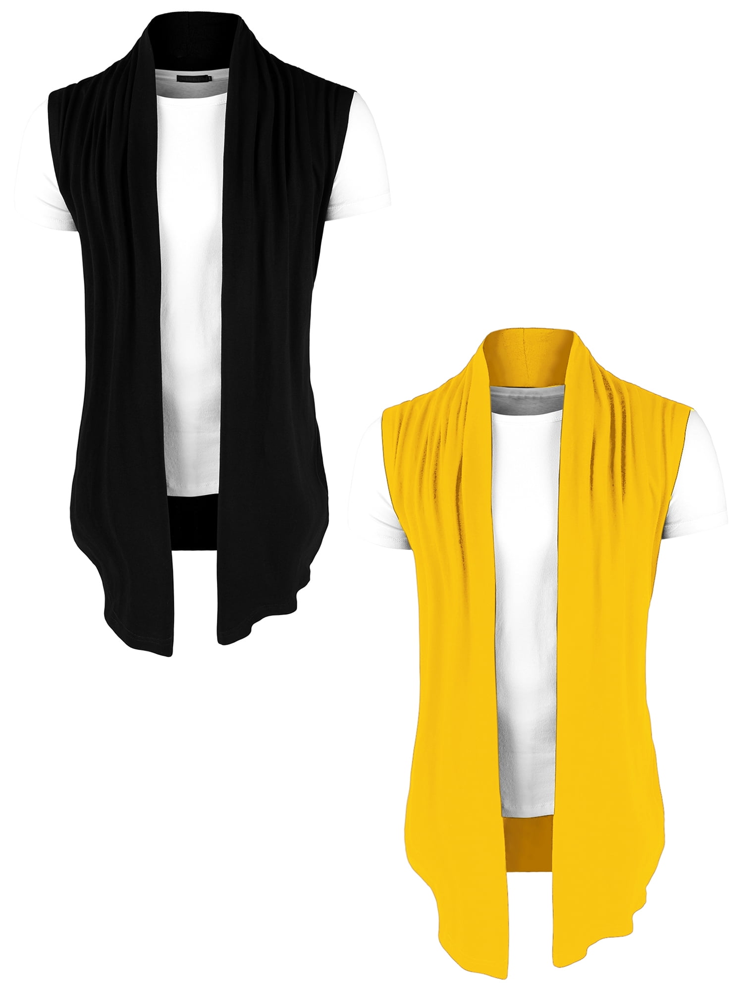 NOMADIC NOOK Men's Solid Ruffle Shawl Collar Cardigan Vest Packs