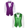 thumbnail image 1 of NOMADIC NOOK Men's Sparkle Sequin Sleeveless Waistcoat Set with Bow Tie 2 Packs, 1 of 6