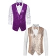 thumbnail image 1 of NOMADIC NOOK Men's Sparkle Sequin Sleeveless Waistcoat Set with Bow Tie 2 Packs, 1 of 6