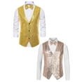thumbnail image 1 of NOMADIC NOOK Men's Sparkle Sequin Sleeveless Waistcoat Set with Bow Tie 2 Packs, 1 of 6