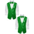 thumbnail image 1 of NOMADIC NOOK Men's Sparkle Sequin Suit Vest V Neck Waistcoat with Bow Tie 2 Pack, 1 of 6