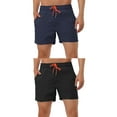 thumbnail image 1 of NOMADIC NOOK Men's Summer Beach Solid Color Mesh Lining Drawstring Waist Swim Shorts 2 Pack, 1 of 6