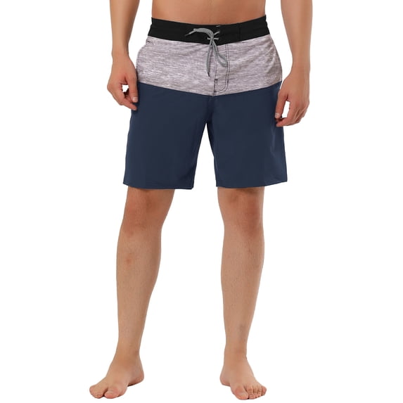 NOMADIC NOOK Men's Summer Color Block Lightweight Swimming Beach Board Shorts 2 Pack