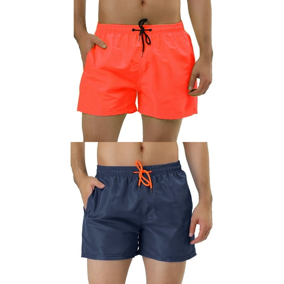 NOMADIC NOOK Men's Summer Cool Drawstring Waist Solid Swimsuit Board Shorts 2 Pack
