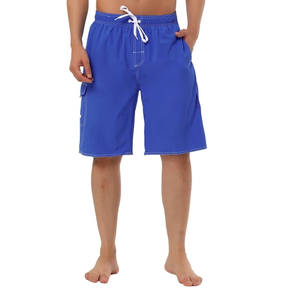 NOMADIC NOOK Men's Summer Holiday Drawstring Waist Solid Beach Board Shorts 2 Pack