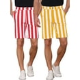 thumbnail image 1 of NOMADIC NOOK Men's Summer Regular Fit Flat Front Chino Striped Dress Shorts 2 Packs, 1 of 4