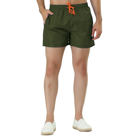 NOMADIC NOOK Men's Summer Solid Color Adjustable Waist Regular Swimming Trunks 2 Pack