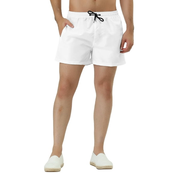 NOMADIC NOOK Men's Summer Solid Color Adjustable Waist Regular Swimming Trunks 2 Pack