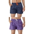 thumbnail image 1 of NOMADIC NOOK Men's Summer Solid Color Drawstring Waist Mesh Lining Bathing Swim Trunks 2 Pack, 1 of 7