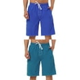 thumbnail image 1 of NOMADIC NOOK Men's Summer Solid Drawstring Elastic Waist Swim Beach Board Shorts 2 Pack, 1 of 6