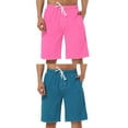 thumbnail image 1 of NOMADIC NOOK Men's Summer Solid Drawstring Elastic Waist Swim Beach Board Shorts 2 Pack, 1 of 6