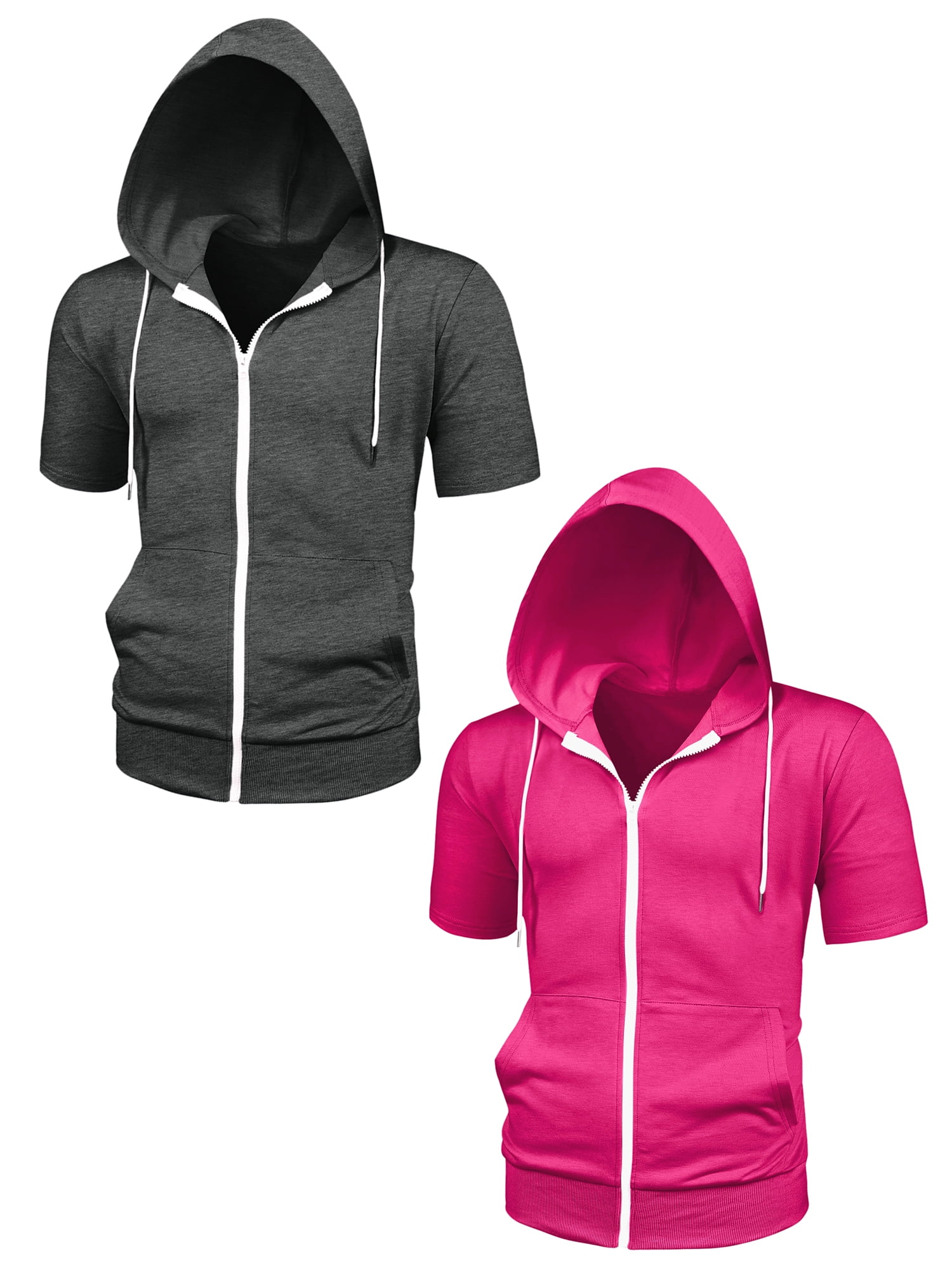 NOMADIC NOOK Men's Summer Solid Zip Up Lightweight Short Sleeves