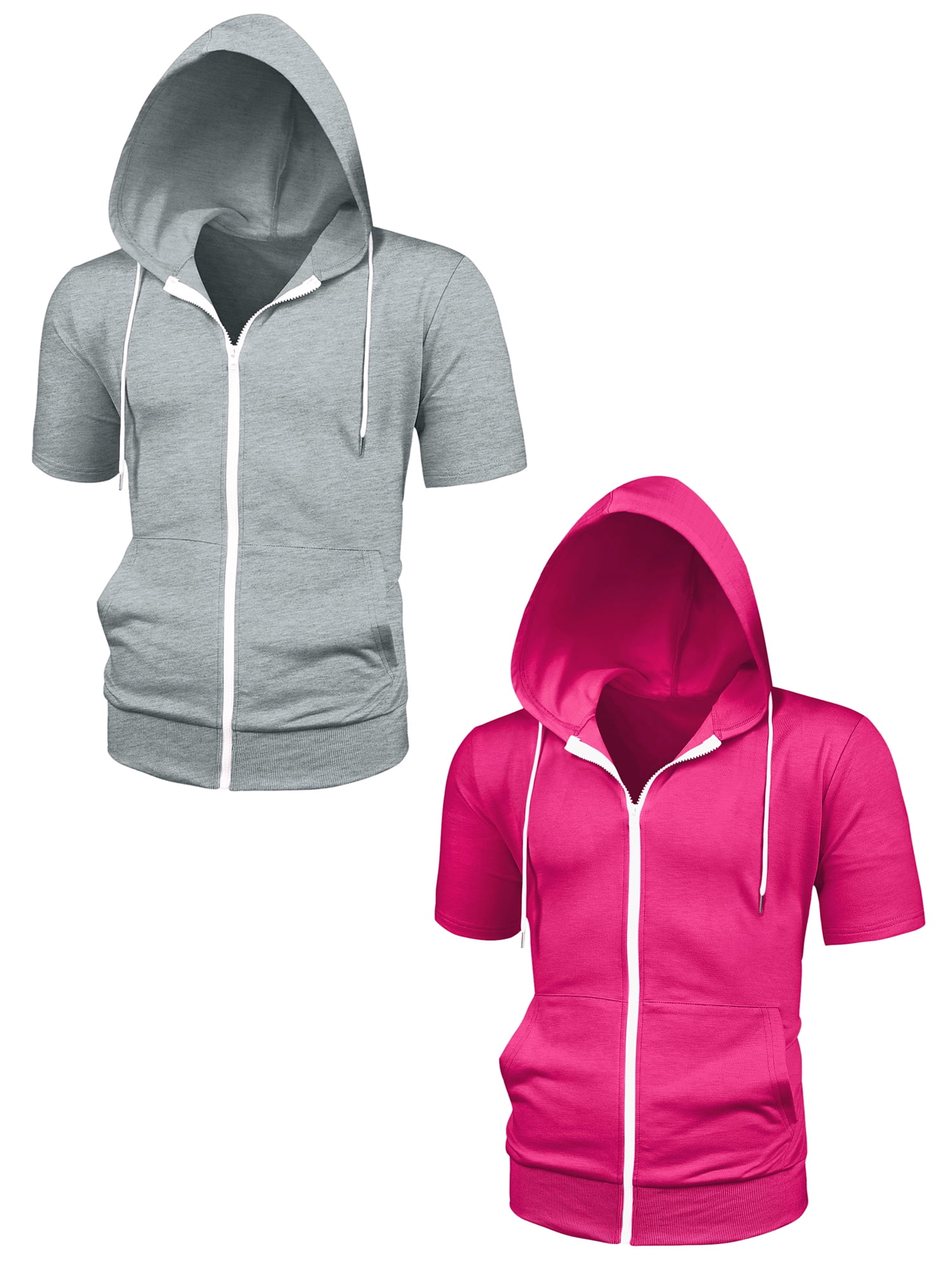 NOMADIC NOOK Men's Summer Solid Zip Up Lightweight Short Sleeves