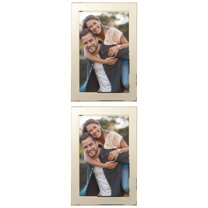 NOMADIC NOOK Modern Picture Frame Brushed Aluminum Metal Photo Frame with Real Glass, Display for Home Room Tabletop Decor Gold -2Pcs 5x7