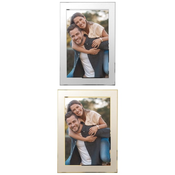 NOMADIC NOOK Modern Picture Frame Brushed Aluminum Metal Photo Frame with Real Glass, Display for Home Room Tabletop Decor Silver/Gold 4x6