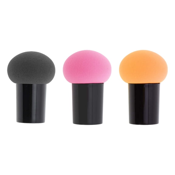 NOMADIC NOOK Mushroom Head Powder Puff 3Pcs Black Rose Red Orange