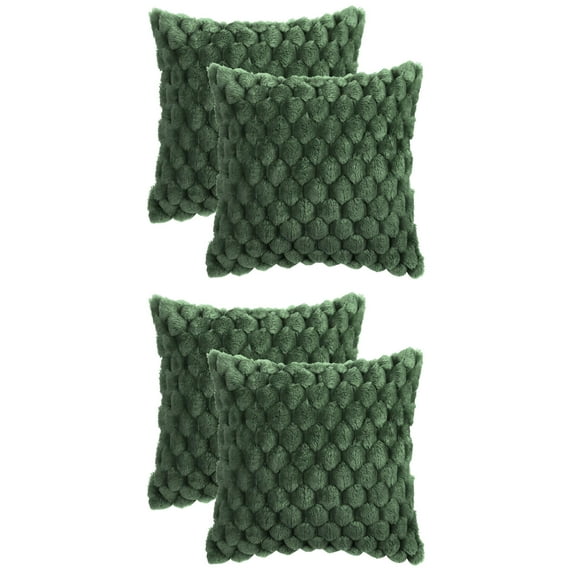 NOMADIC NOOK Pack of 4 Faux Fur Decorative Pillow Covers Fuzzy Plush Cushion Covers Green 20" x 20"