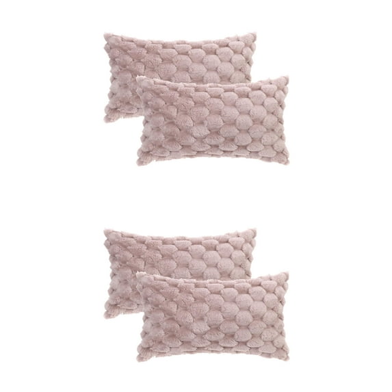NOMADIC NOOK Pack of 4 Faux Fur Decorative Pillow Covers Fuzzy Plush Cushion Covers Pink 12" x 20"