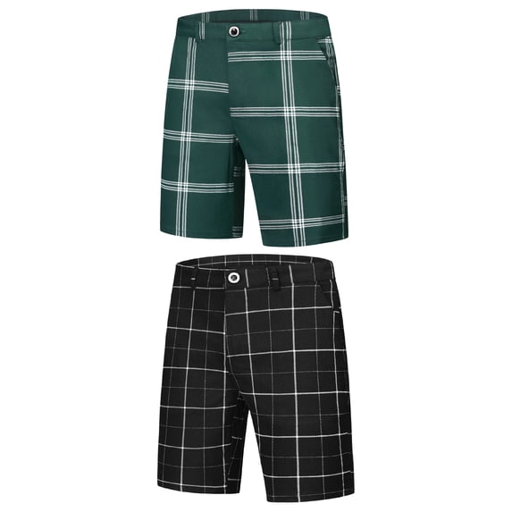 NOMADIC NOOK Plaid Shorts for Men's Regular Fit Checked Pattern Summer Shorts 2 Pack