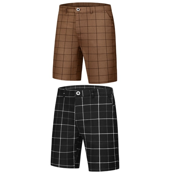 NOMADIC NOOK Plaid Shorts for Men's Regular Fit Checked Pattern Summer Shorts 2 Pack