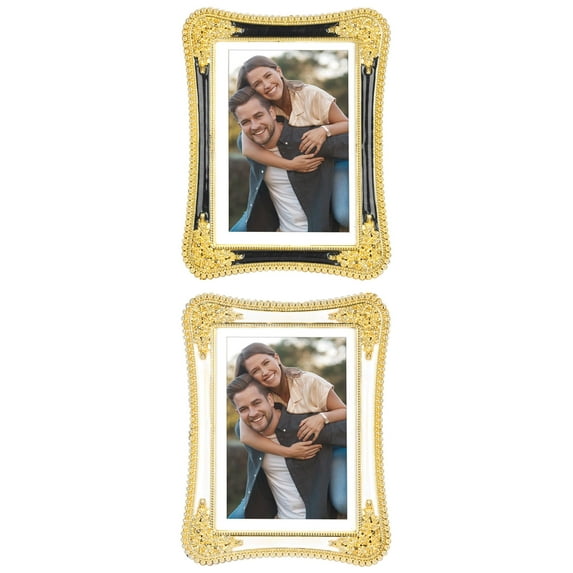NOMADIC NOOK Plated Picture Frame with Crystal Wedding Shiny Clear Glass Photo Frames Tabletop Decor Gold and White/Gold and Black 4x6