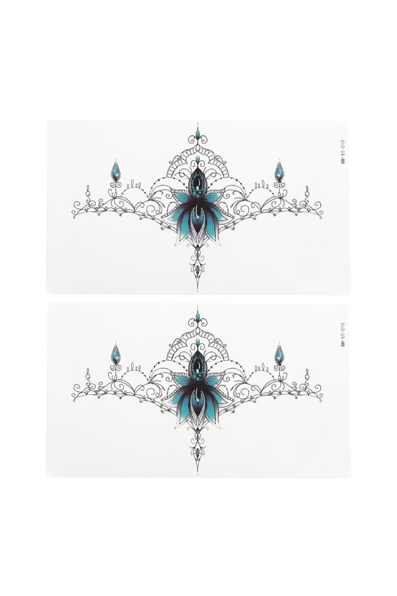Realistic Collarbone Temporary Tatto 2 Pcs Blue