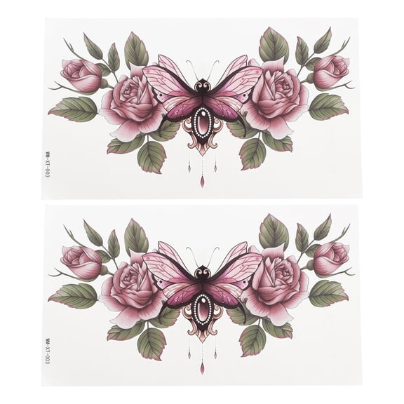 NOMADIC NOOK Realistic Collarbone Temporary Tatto 2 Pcs Dark Pink