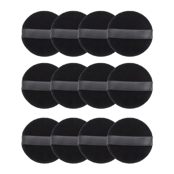 NOMADIC NOOK Round Makeup Powder Puff 2.36"x0.47" Black 12 Pcs