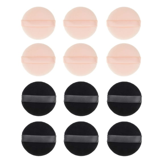 NOMADIC NOOK Round Makeup Powder Puff Black Skin Color 12 Pcs