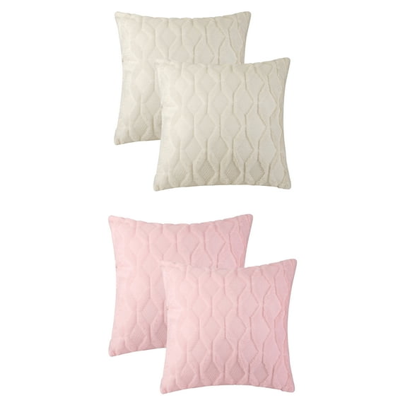 NOMADIC NOOK Set of 4 Short Plush Sofa Throw Pillow Covers Home Decor Apricot/Light Pink 18" x 18"