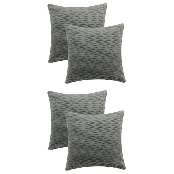 NOMADIC NOOK Set of 4 Solid Striped Square Pillow Covers Luxury Textured Pillowcases Dark Gray 18" x 18"