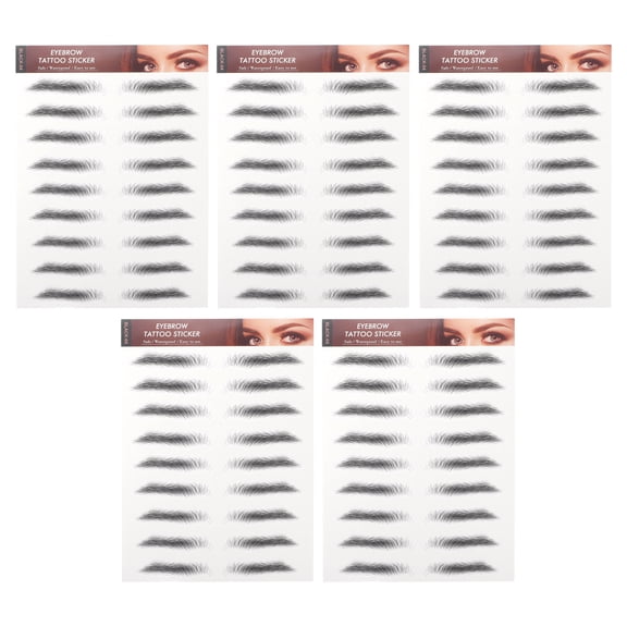 NOMADIC NOOK Simulation Eyebrow Tattoo 5 Pcs Black Straight Brows