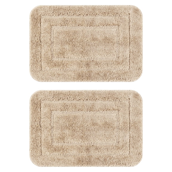 NOMADIC NOOK Soft Absorbent Bath Mats 2 Pcs Plush Shaggy Bathroom Rugs Khaki 20" x 32"