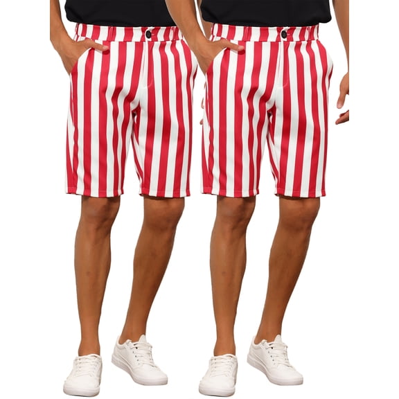 NOMADIC NOOK Stripes Shorts for Men's Regular Fit Summer Chino Shorts 2 Pack