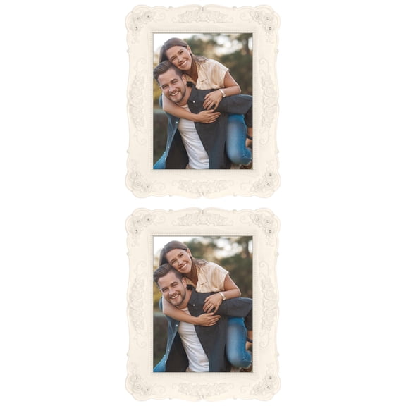 NOMADIC NOOK Vintage Picture Frame, Elegant Photo Frames with Glass Front for Tabletop Display and Gift Ideas White -2Pcs 4x6