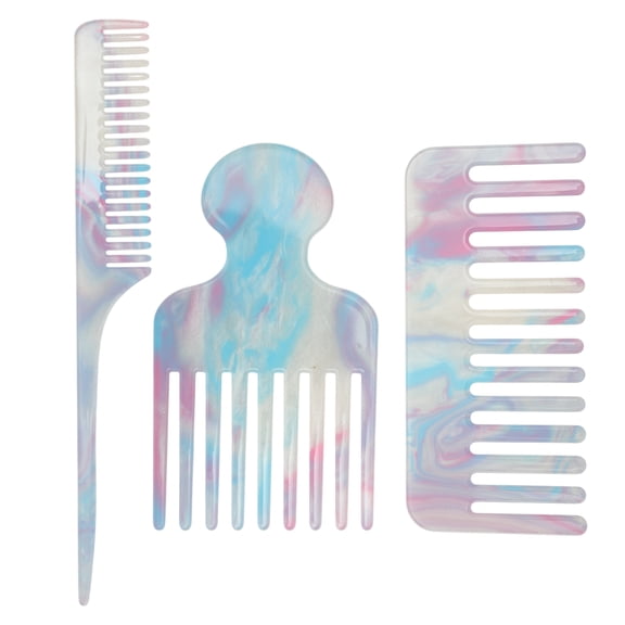 NOMADIC NOOK Vintage Portable Imitation Acetic Acid Comb Set 3 Pcs Blue