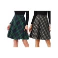 thumbnail image 1 of NOMADIC NOOK Women Plaids Elastic Waist Knee Length Worsted A Line Skirt 2 Packs Large Green/Dark Grey, 1 of 9