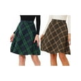 thumbnail image 1 of NOMADIC NOOK Women Plaids Elastic Waist Knee Length Worsted A Line Skirt 2 Packs X-Large Green/Seal Brown, 1 of 9