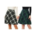 thumbnail image 1 of NOMADIC NOOK Women Plaids Elastic Waist Knee Length Worsted A Line Skirt 2 Packs X-Small Green/Black, 1 of 9