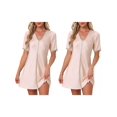 thumbnail image 1 of NOMADIC NOOK Women's 2 Pack Floral Sleepdress Soft V-Neck Short-Sleeve Loungewear X-Small 2 Packs Beige, 1 of 5