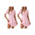thumbnail image 1 of NOMADIC NOOK Women's 2 Pack Floral Sleepdress Soft V-Neck Short-Sleeve Loungewear X-Small 2 Packs Pink, 1 of 6