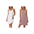 thumbnail image 1 of NOMADIC NOOK Women's Mother's Day 2 Pack Modal Sleepshirt Chemises Sleeveless Nightgowns Spaghetti-Strap Pajama Dress Large White/Pink, 1 of 5