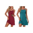 thumbnail image 1 of NOMADIC NOOK Women's Mother's Day 2 Pack Modal Soft Spaghetti-Strap Crewneck Nightgown Sleepwear X-Large Red/Blue Green, 1 of 6