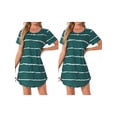 thumbnail image 1 of NOMADIC NOOK Women's 2 Pack Nightshirt Round-Neck Short-Sleeve Striped Sleep Gown Medium 2 Packs Blue Green, 1 of 6